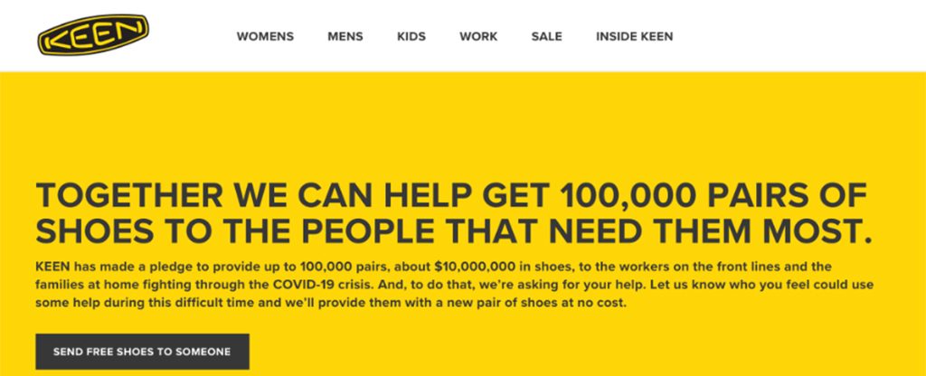 Keen Shoes Homepage Screenshot
